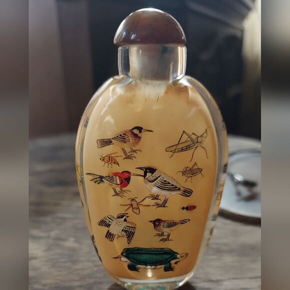 VTG Chinese Glass Snuff Bottle Inside Painting - Picture 3 of 9